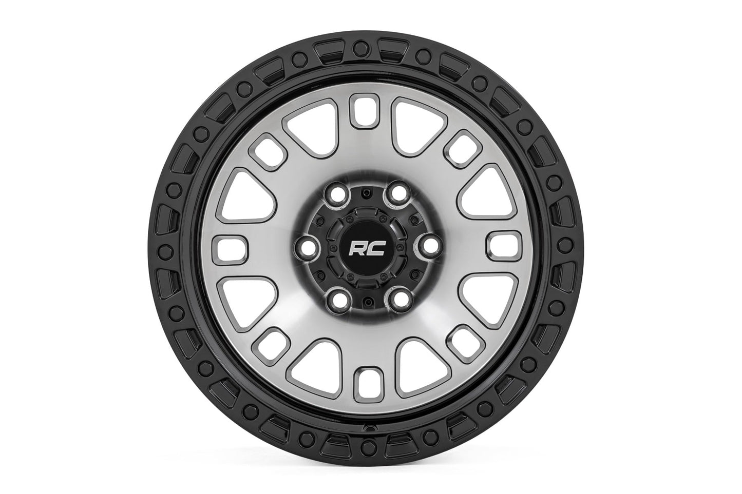 Rough Country 82 Series Wheel | One-Piece | Machined Semi Gloss Black | 15x8 | 5x4.5 | -19mm