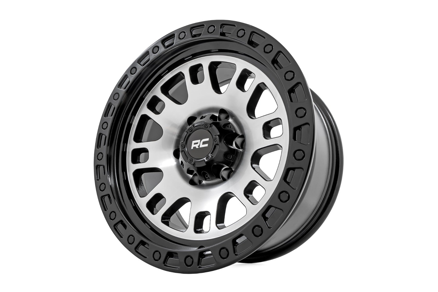 Rough Country 82 Series Wheel | One-Piece | Machined Semi Gloss Black | 18x9 | 6x5.5 | -12mm