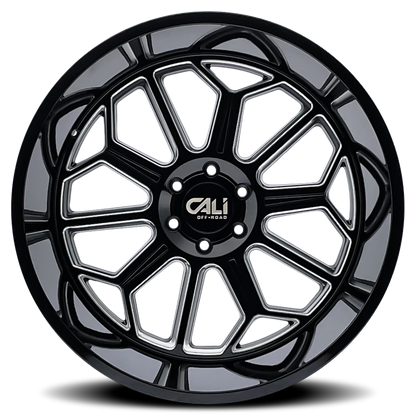 Cali Off-Road 9117 Auburn 24x14 / 6x139.7 BP / -76mm Offset / 106mm Hub Gloss Black Milled Wheel
