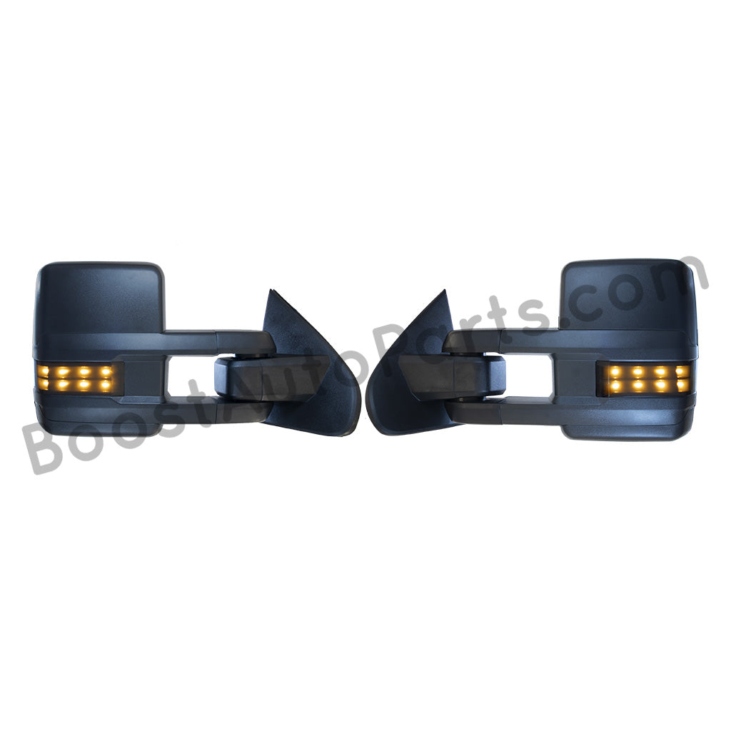 diesel compatible rpo k40 ambient air sensor boost auto parts tow towing mirrors mirror chevy gm gmc silverado sierra 1500 2500hd duramax black chrome smoked amber paint to match white boost auto parts boostautoparts.com dpn dqs 2015 2016 2017 2018 2019