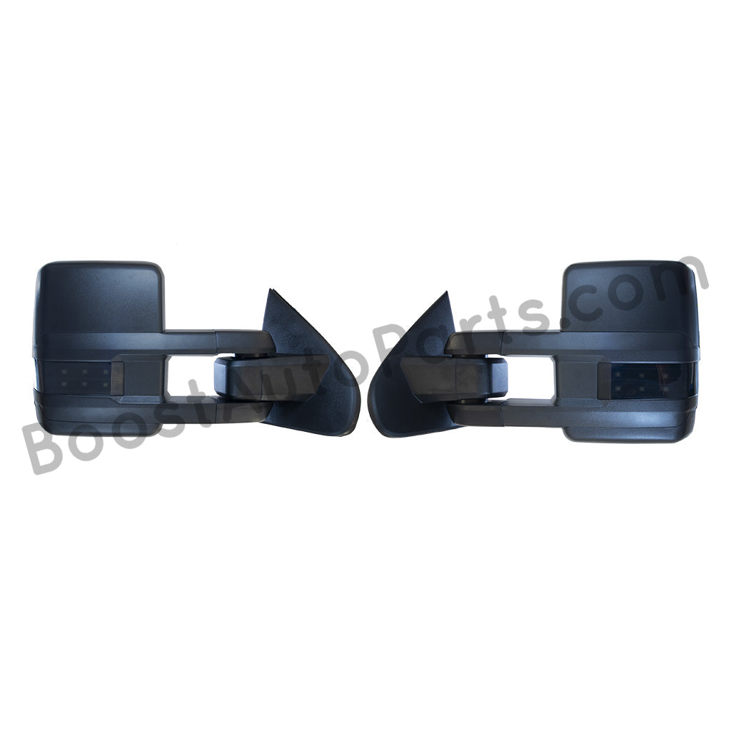 diesel compatible rpo k40 ambient air sensor boost auto parts tow towing mirrors mirror chevy gm gmc silverado sierra 1500 2500hd duramax black chrome smoked amber paint to match white boost auto parts boostautoparts.com dpn dqs 2015 2016 2017 2018 2019