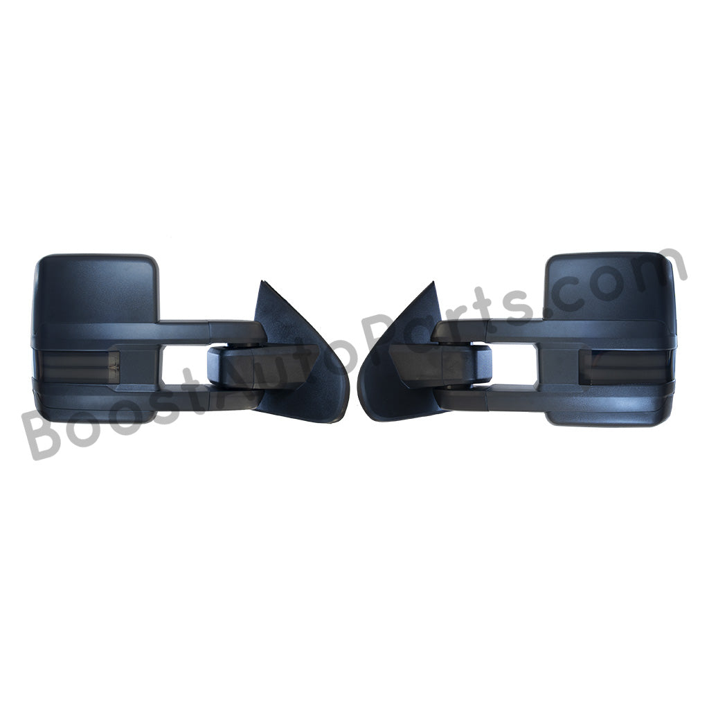 diesel compatible rpo k40 ambient air sensor boost auto parts tow towing mirrors mirror chevy gm gmc silverado sierra 1500 2500hd duramax black chrome smoked amber paint to match white boost auto parts boostautoparts.com dpn dqs 2015 2016 2017 2018 2019