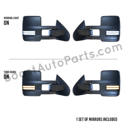 diesel compatible rpo k40 ambient air sensor boost auto parts tow towing mirrors mirror chevy gm gmc silverado sierra 1500 2500hd duramax black chrome smoked amber paint to match white boost auto parts boostautoparts.com dpn dqs 2015 2016 2017 2018 2019