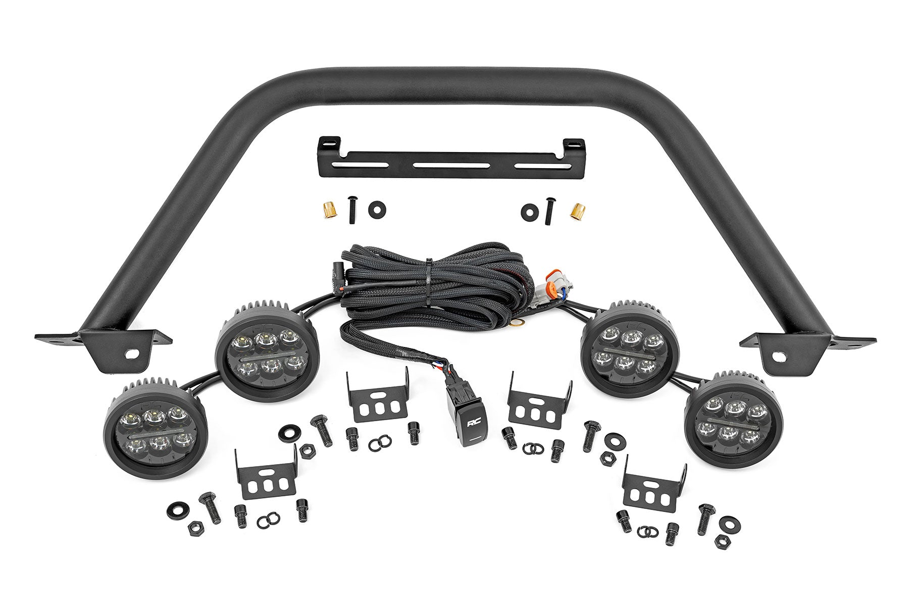 Safari Bar | 3.5" Round LED (Quad) | Black | Amber DRL | OE Modular Steel | Ford Bronco (21-26)