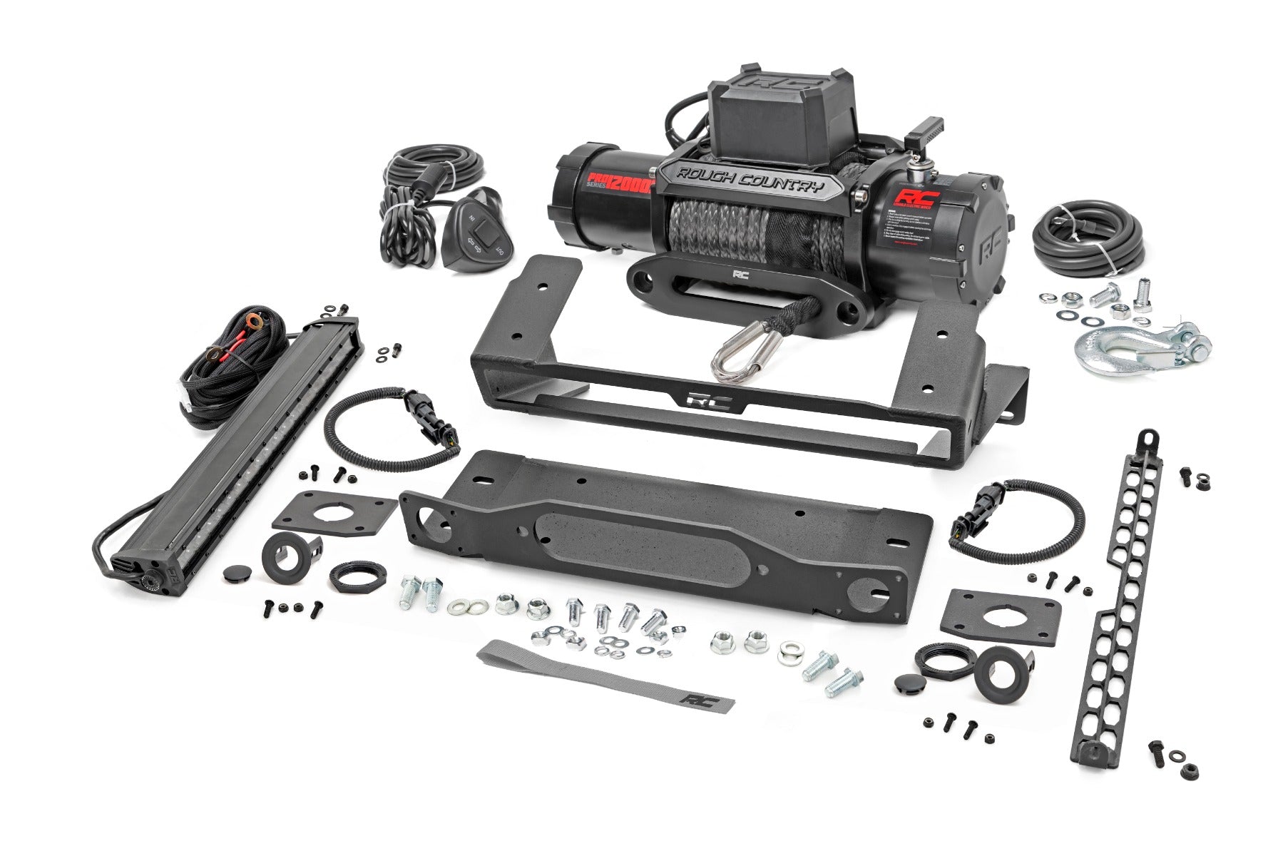 High Winch Mount | All Models | 12000S | 20 Inch Black Single Row LED | Ford Bronco (21-26)
