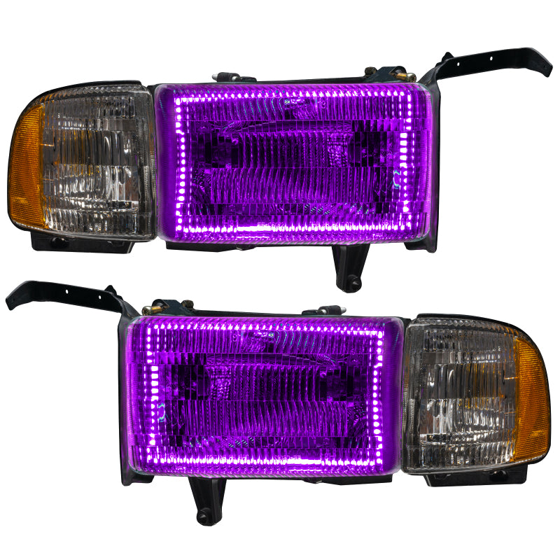 Oracle 94-02 Dodge Ram Pre-Assembled Halo Headlights - ColorSHIFT w/ Simple Controller