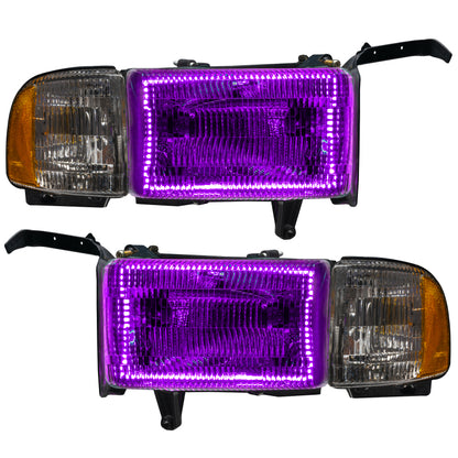 Oracle 94-02 Dodge Ram Pre-Assembled Halo Headlights - ColorSHIFT w/ Simple Controller