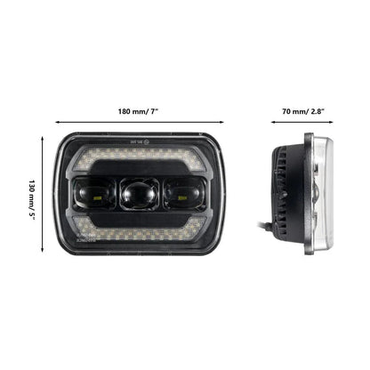 (2pcs/set) 7x6 Inch Sealed Beam LED Headlights with Hi-Lo Beam Yellow Turn Signal White DRL Lamps