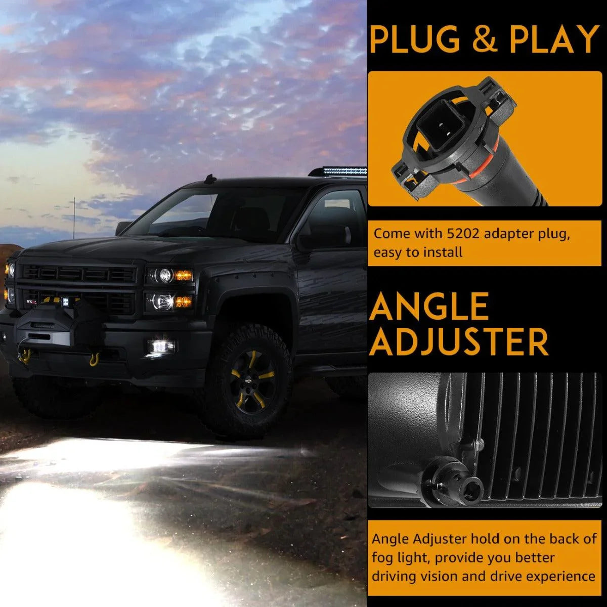 (2pcs/set) 36W Black LED Fog Lights 5202 for Chevy(Chevrolet)