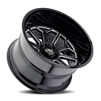 Cali Off-Road 9117 Auburn 22x12 / 8x165.1 BP / -51mm Offset / 125.2mm Hub Gloss Black Milled Wheel