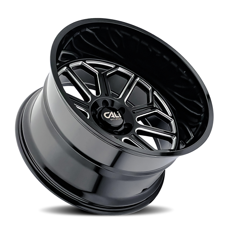 Cali Off-Road 9117 Auburn 24x14 / 6x139.7 BP / -76mm Offset / 106mm Hub Gloss Black Milled Wheel