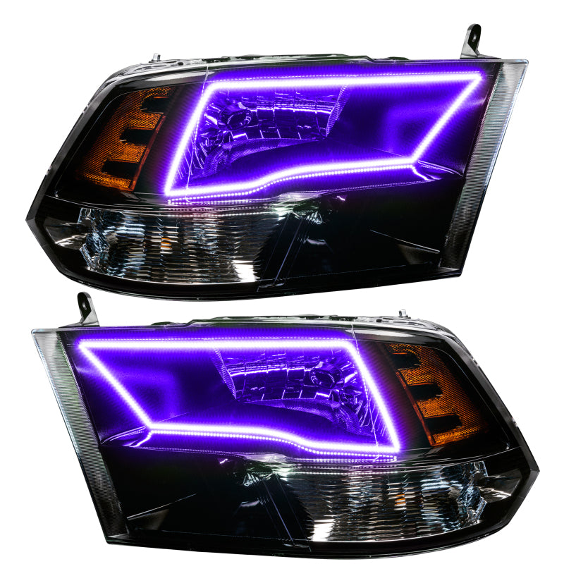 Oracle 09-17 RAM 1500 TRX Quad Pre-Assembled Headlights Blk Housing - w/ 2.0 Controller