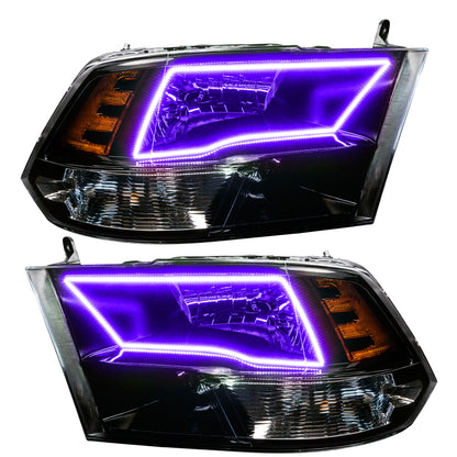 Oracle 09-17 RAM 1500 TRX Quad Pre-Assembled Headlights Blk Housing - w/ 2.0 Controller