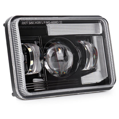 4x6 Inch DOT Sealed Beam LED Headlights with DRL For Peterbilt Kenworth Freightinger Ford Chevrolet