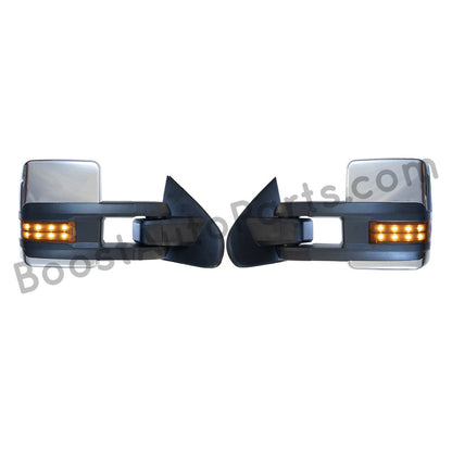 diesel compatible rpo k40 ambient air sensor boost auto parts tow towing mirrors mirror chevy gm gmc silverado sierra 1500 2500hd duramax black chrome smoked amber paint to match white boost auto parts boostautoparts.com dpn dqs 2015 2016 2017 2018 2019