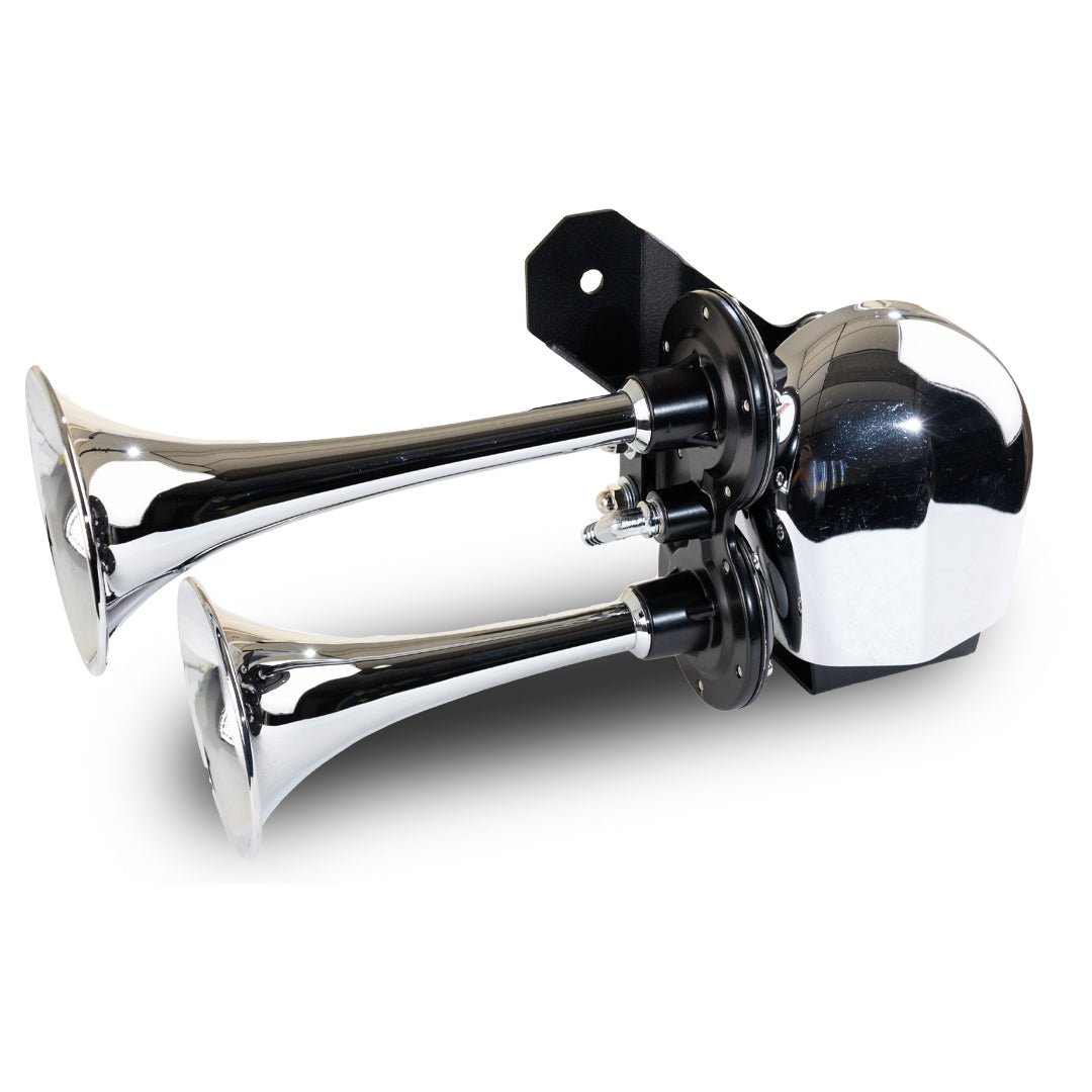 Chrome Dual Air Horn System For 1979 and Later Harley-Davidson Motorcycles