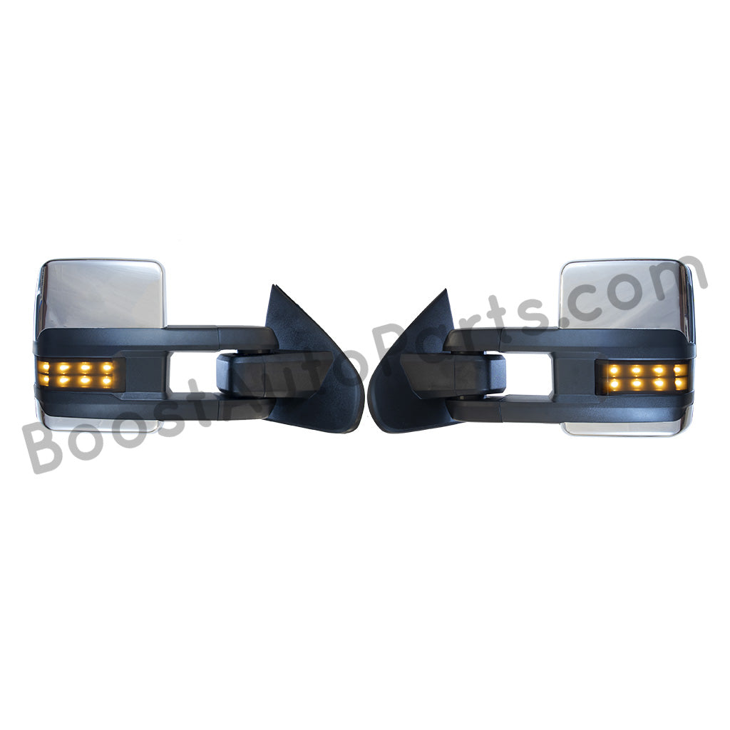 diesel compatible rpo k40 ambient air sensor boost auto parts tow towing mirrors mirror chevy gm gmc silverado sierra 1500 2500hd duramax black chrome smoked amber paint to match white boost auto parts boostautoparts.com dpn dqs 2015 2016 2017 2018 2019