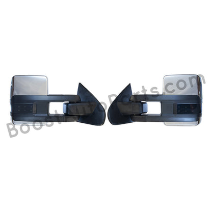 diesel compatible rpo k40 ambient air sensor boost auto parts tow towing mirrors mirror chevy gm gmc silverado sierra 1500 2500hd duramax black chrome smoked amber paint to match white boost auto parts boostautoparts.com dpn dqs 2015 2016 2017 2018 2019