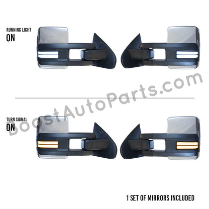 diesel compatible rpo k40 ambient air sensor boost auto parts tow towing mirrors mirror chevy gm gmc silverado sierra 1500 2500hd duramax black chrome smoked amber paint to match white boost auto parts boostautoparts.com dpn dqs 2015 2016 2017 2018 2019