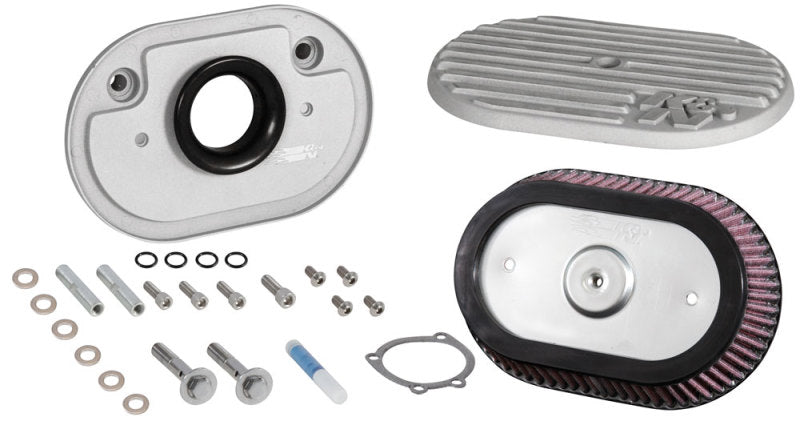 K&N Street Metal Intake System Side Draft Dyna/Softail Silver Intake System-Harley-Davidson