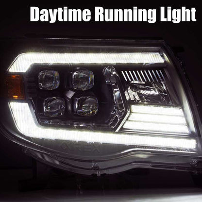 AlphaRex 05-11 Toyota Tacoma NOVA LED Projector Headlights Plank Style Alpha Black w/Actv Light/DRL