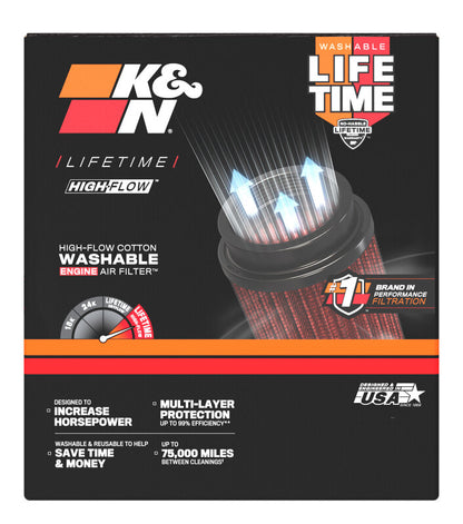 K&N Filter Universal Rubber Filter-Rd Tapered 3in Flange ID x 6in Base OD x 5in Top OD x 5.563in H