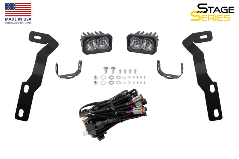Diode Dynamics 16-21 Toyota Tacoma Stage Series 2in LED Ditch Light Kit Sport - White Combo