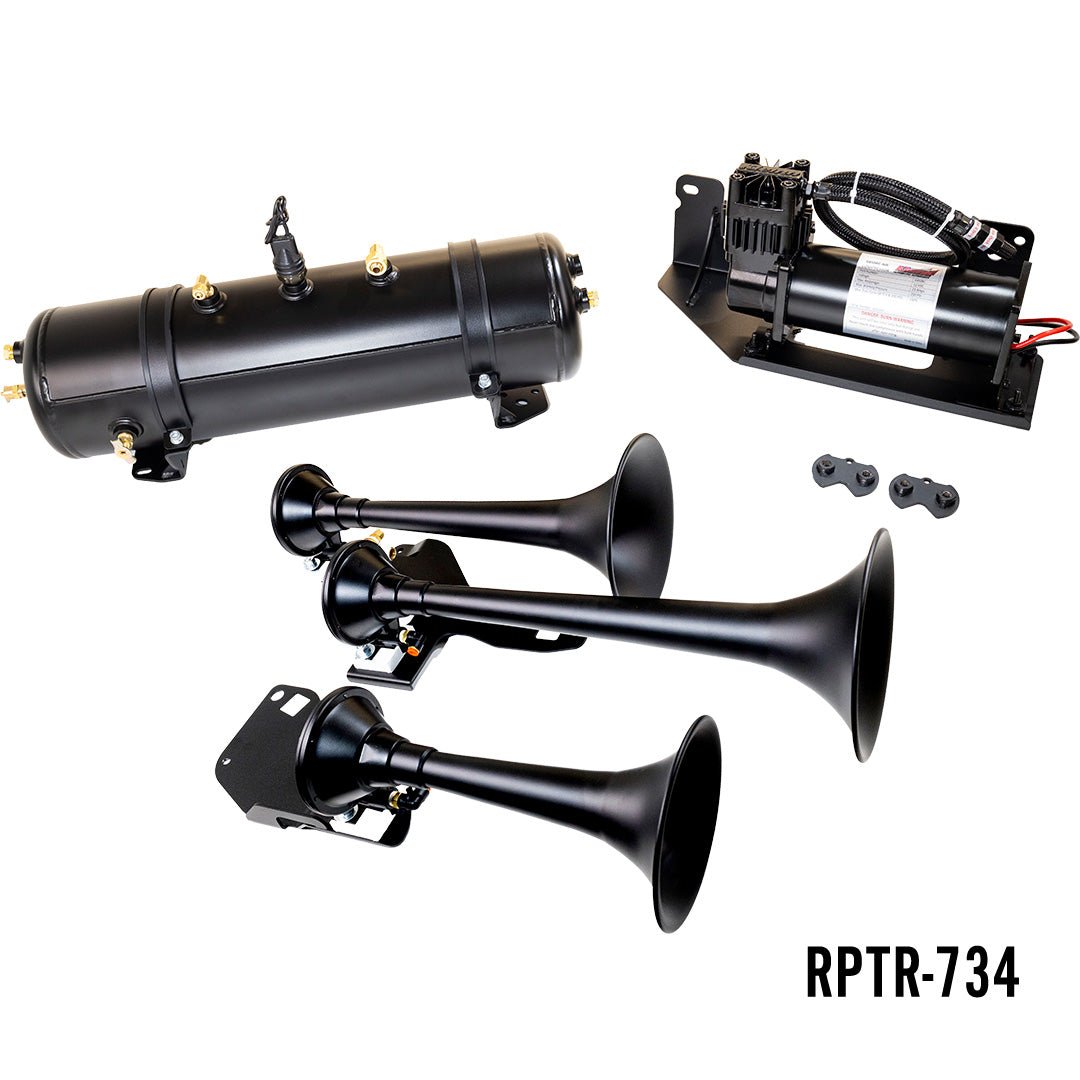 DIRECT FIT TRAIN HORN AND ONBOARD AIR SYSTEMS FOR 2017-2025 FORD F-150 RAPTOR/RAPTOR R