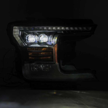 AlphaRex 18-19 Ford F-150 NOVA LED Proj Headlights Plank Style Matte Black w/Activ Light/Seq Signal