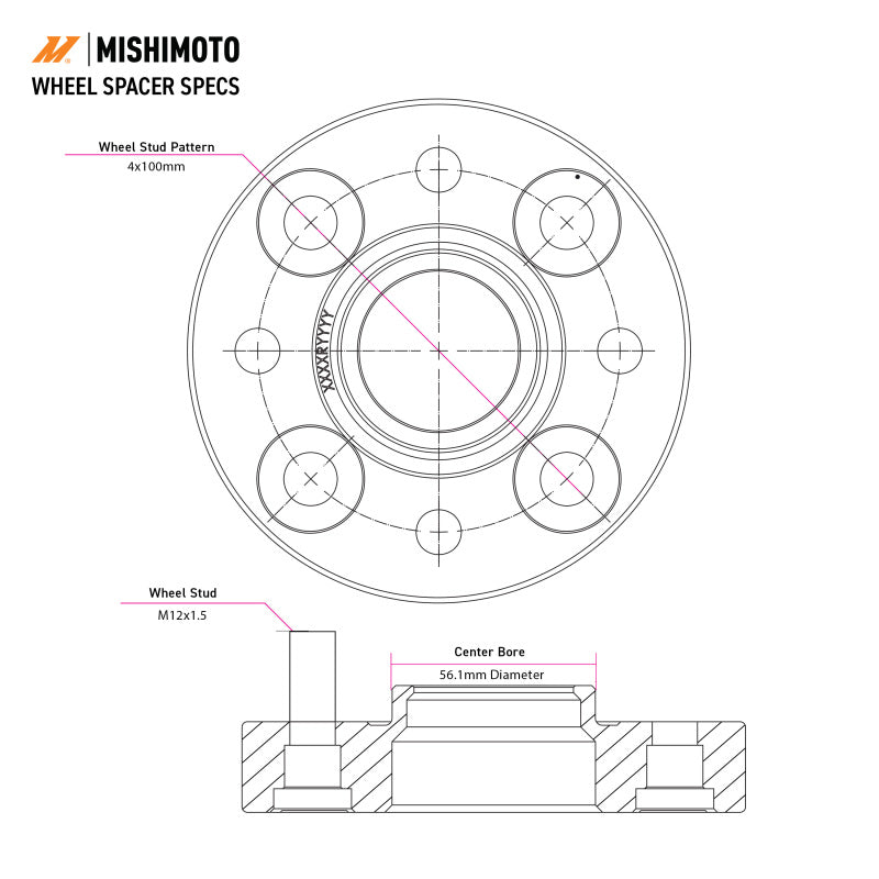Mishimoto Wheel Spacers - 5x100 - 56.1 - 20 - M12 - Black