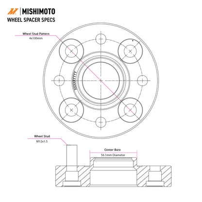 Mishimoto Wheel Spacers - 5x100 - 56.1 - 20 - M12 - Black