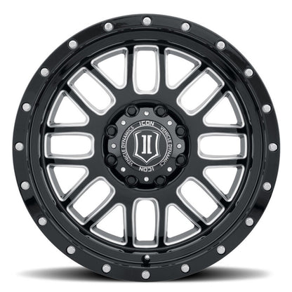 ICON Alpha 20x9 / 6x5.5 / 16mm / 5.625in BS Gloss Black Wheel w/ Milled Windows