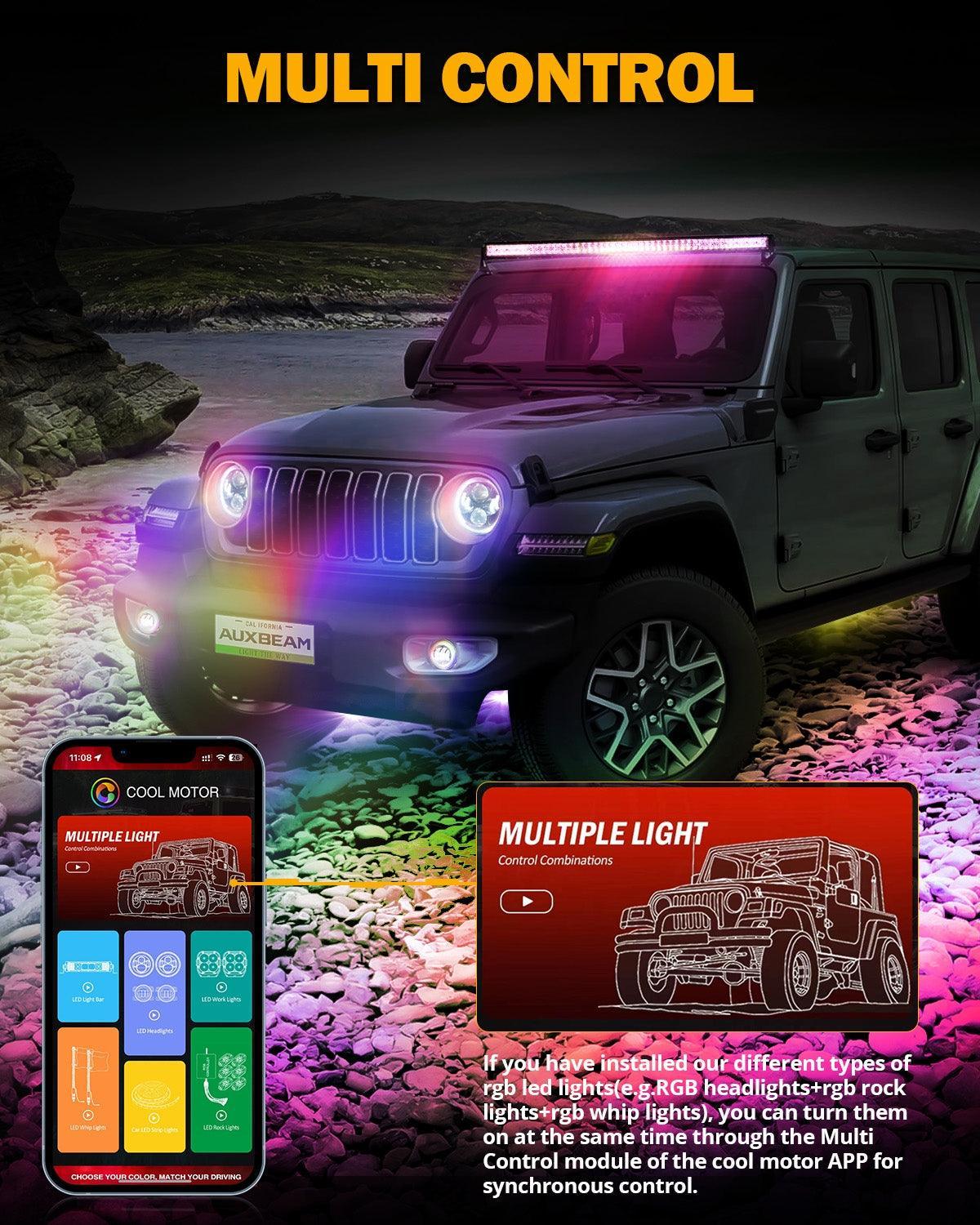 Upgraded 9 Inch Round LED Headlight with RGB Halo Ring for Jeep Wrangler JL