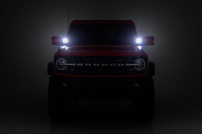 LED Light Kit | Ditch Mount | 3.5" Black Round Pair | Amber DRL | Ford Bronco (21-26)