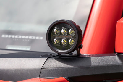 LED Light Kit | Ditch Mount | 3.5" Black Round Pair | Amber DRL | Ford Bronco (21-26)
