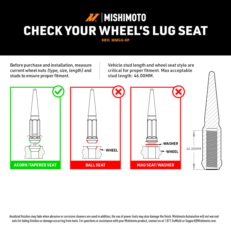 Mishimoto Mishimoto Steel Spiked Lug Nuts M12 x 1.5 24pc Set Gold