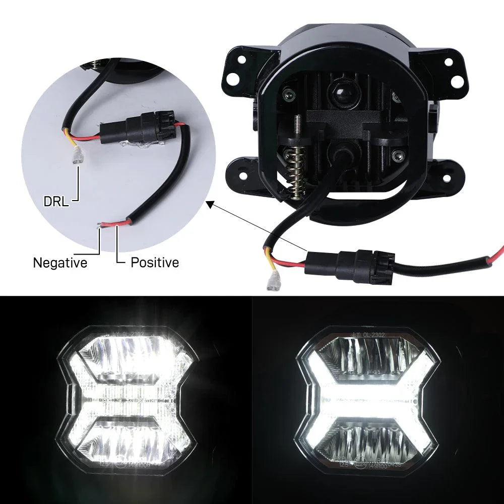 4 Inch LED Fog Lights with White DRL for Jeep Wrangler JK/ Jeep Grand Cherokee/ Dodge