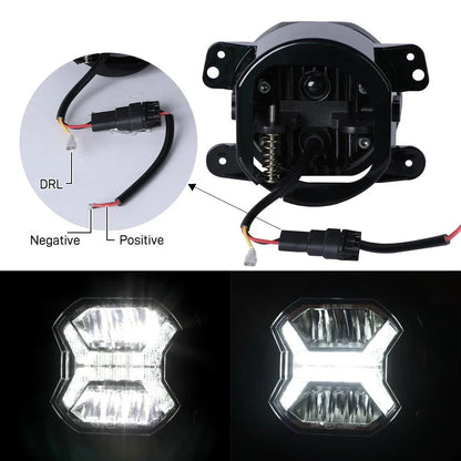 4 Inch LED Fog Lights with White DRL for Jeep Wrangler JK/ Jeep Grand Cherokee/ Dodge