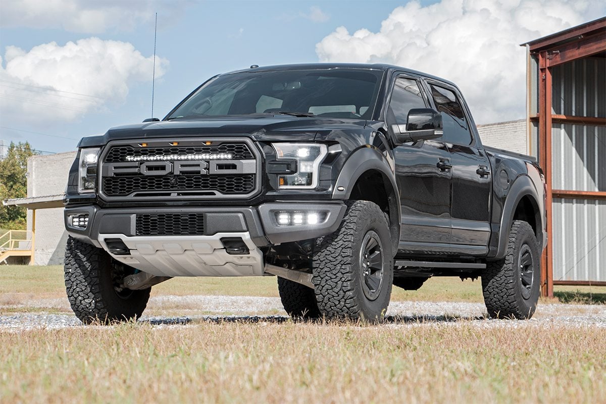 LED Light Kit | Fog Mount | Triple 2" Black Pair | Amber DRL | Ford Raptor (17-20)