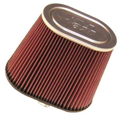 K&N Universal Chrome Oval Tapered Air Filter - 2in Flg ID x 4in OS L 3in OS W x 2.75in H