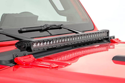 LED Light Kit | Hood Mount | 30" Black Single Row | Jeep Gladiator JT/Wrangler JL (18-26)