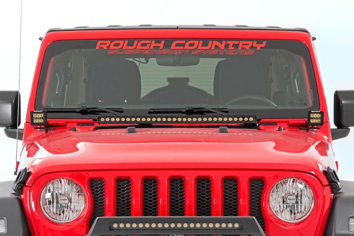LED Light Kit | Hood Mount | 30" Black Single Row | Jeep Gladiator JT/Wrangler JL (18-26)