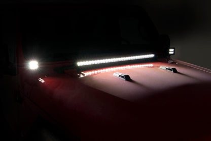 LED Light Kit | Hood Mount | 30" Black Single Row | Jeep Gladiator JT/Wrangler JL (18-26)