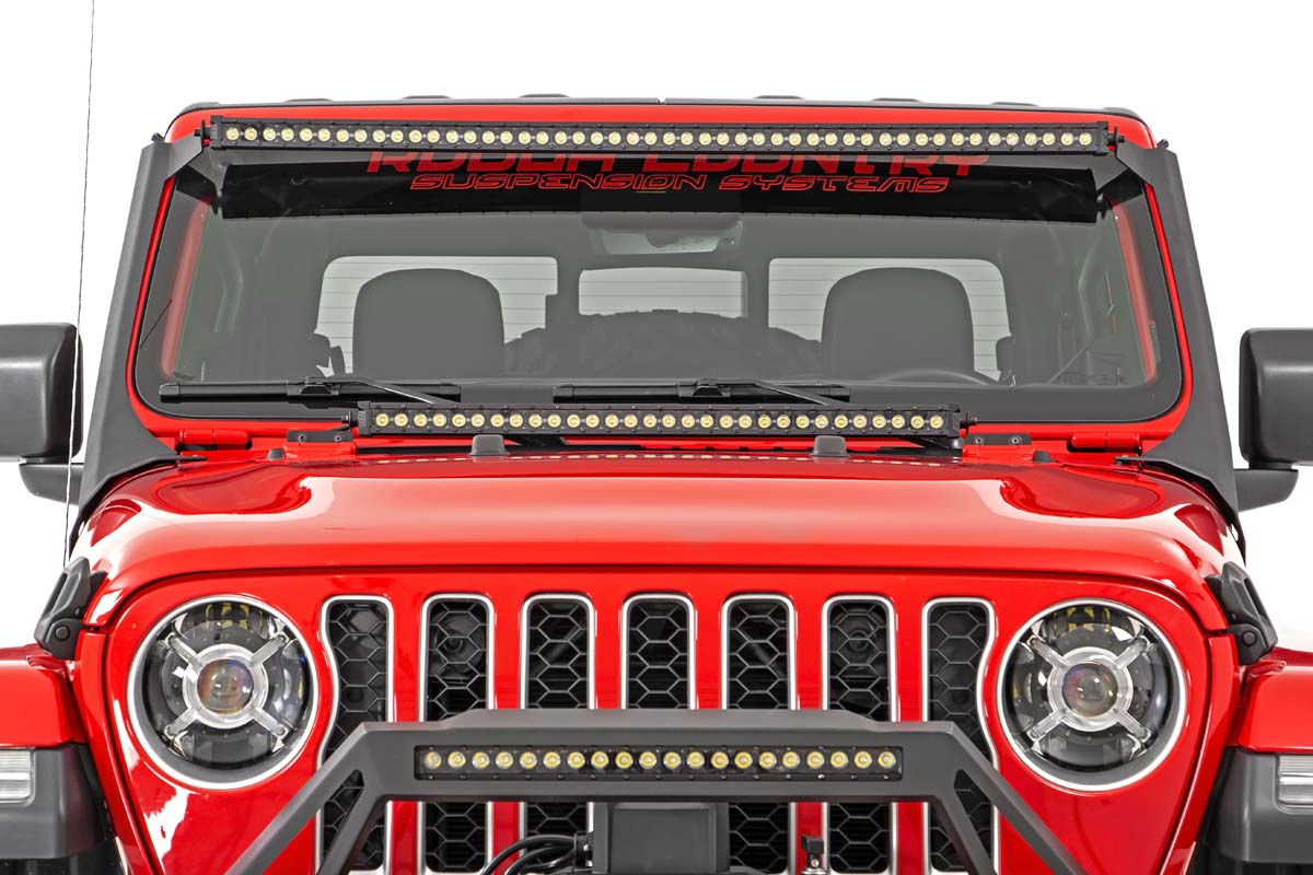 LED Light Kit | Windshield | 50" BLK Single Row | WHT DRL | Jeep Gladiator JT/Wrangler JL (18-26)