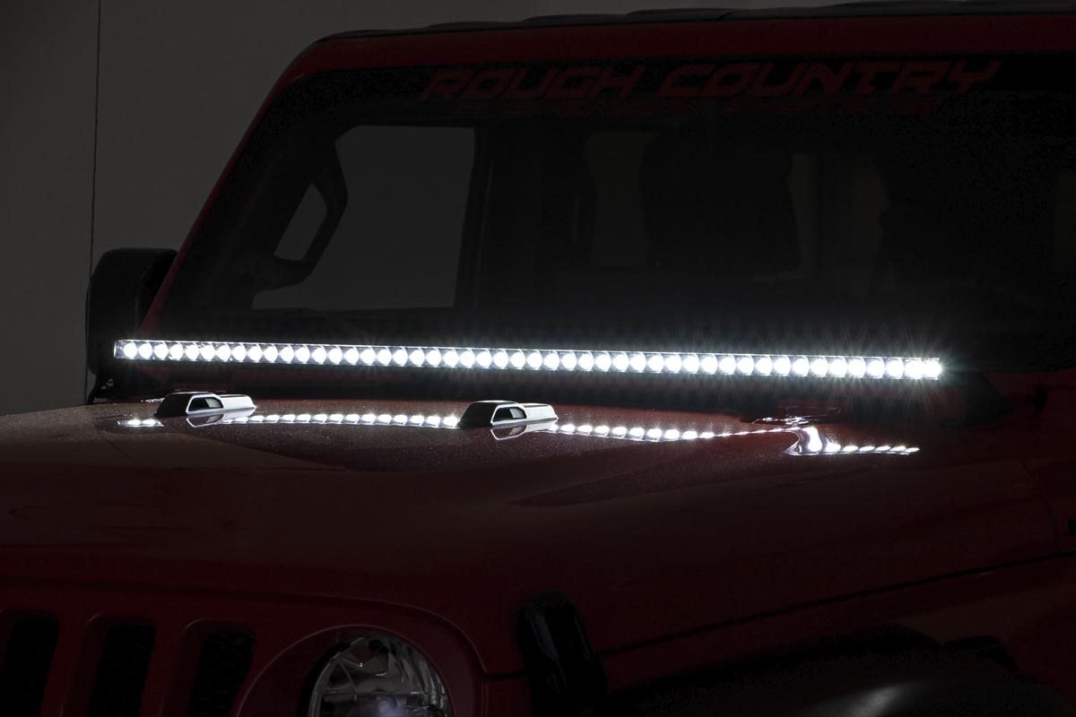 LED Light Kit | Cowl Mount | 50" Black Single Row | Jeep Gladiator JT/Wrangler JL (18-26)