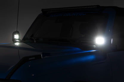 LED Light Kit | Ditch Mount |  2" Chrome Pair | Wide | Ford Bronco 4WD (21-26)