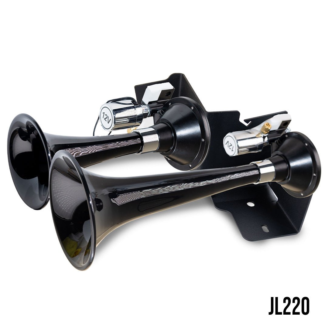 2018-2025 JEEP JLU WRANGLER BLACK DUAL AIR HORN ADD-ON KIT