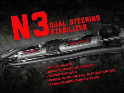 N3 Steering Stabilizer | Dual | 2-8 Inch Lift | Jeep Wrangler JK/Wrangler Unlimited (07-18)