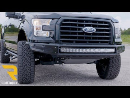 RSP PreRunner Replacement Front Bumper Direct Fit (2-30 Inch Rigid E-Series) with Skid Plate LED Light Mount 2005-2015 Toyota Tacoma Gloss Black NFab