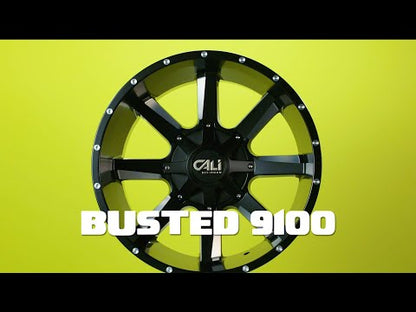 Cast Aluminum Wheels Busted 9100 SB 20x12 Milled Spokes Satin Black Cali Offroad Wheels
